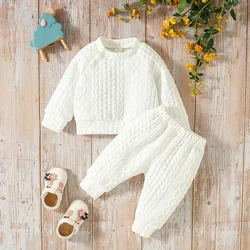 Baby unisex Solid Autumn 2Pcs Casual Outfits Long Sleeve Sweatshirt & Fall Pants For Daily