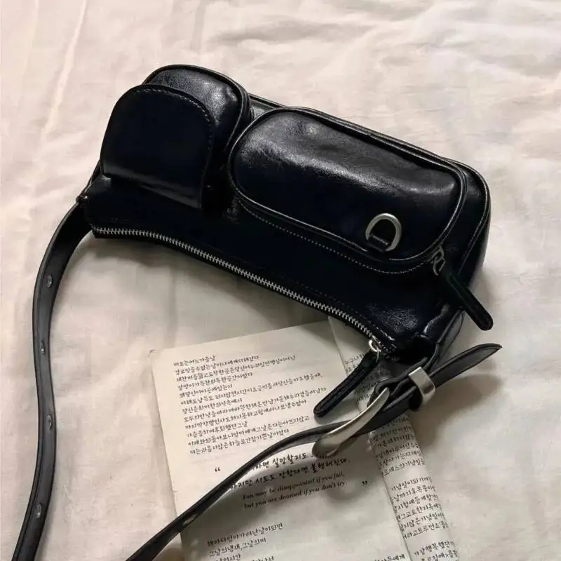 Bloom Retro Coffee Shoulder Wallet Women Vintage Leather Pocket Chic Casual Handbag Female High Street Crossbody Bags New