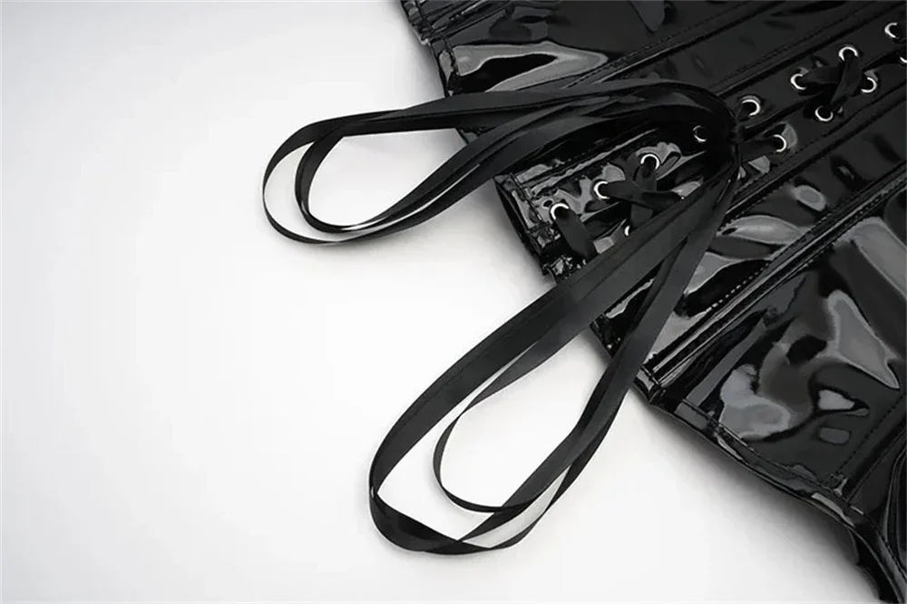 المرأة لامعة بو الجلود مشد أعلى القوطية PVC Underbust بوستير مشد للخصر