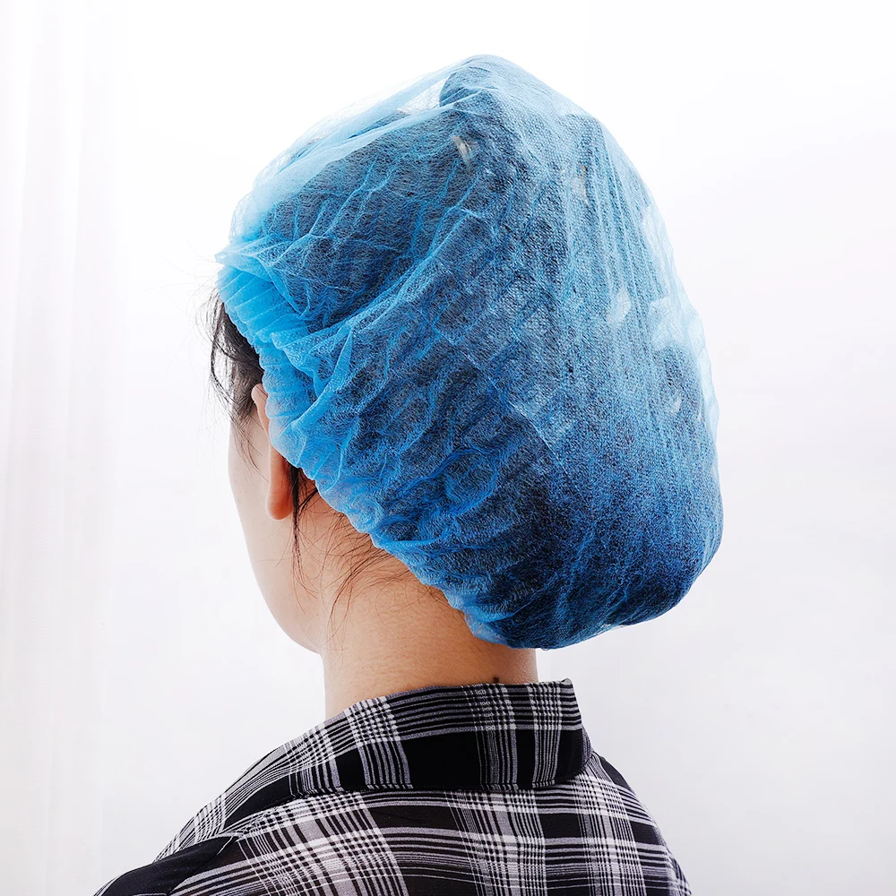 Disposable Hair Net Caps Non-Woven Strip Hat Hotel Workshop Dust Cap Blue White Shower Hat for Spa Hair Salon Beauty Accessory