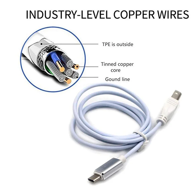 FSTE-2X USB Type B Midi Cable To Type C Connector, Adapter Cable, Piano Audio Cable