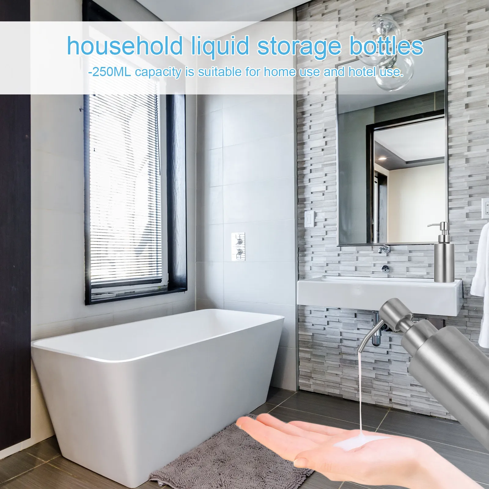 

1 шт. Бутылка-диспенсер из нержавеющей стали объемом 250 мл с нажимным механизмом, герметичная, для путешествий, многоразовая, для бытового использования, для лосьона