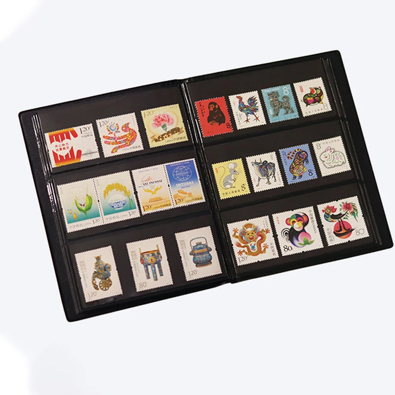 Postal Stamp Collection Album Book 20 Sheets Double Sided Stamp Collecting Storage Bag Empty Stamp Collection Booklet