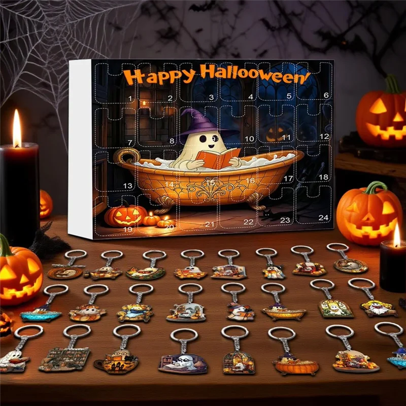 

ABFS 24-подвесной календарь обратного отсчета на Хэллоуин, украшения для Хэллоуина, 2D акриловый орнамент, подарок на память