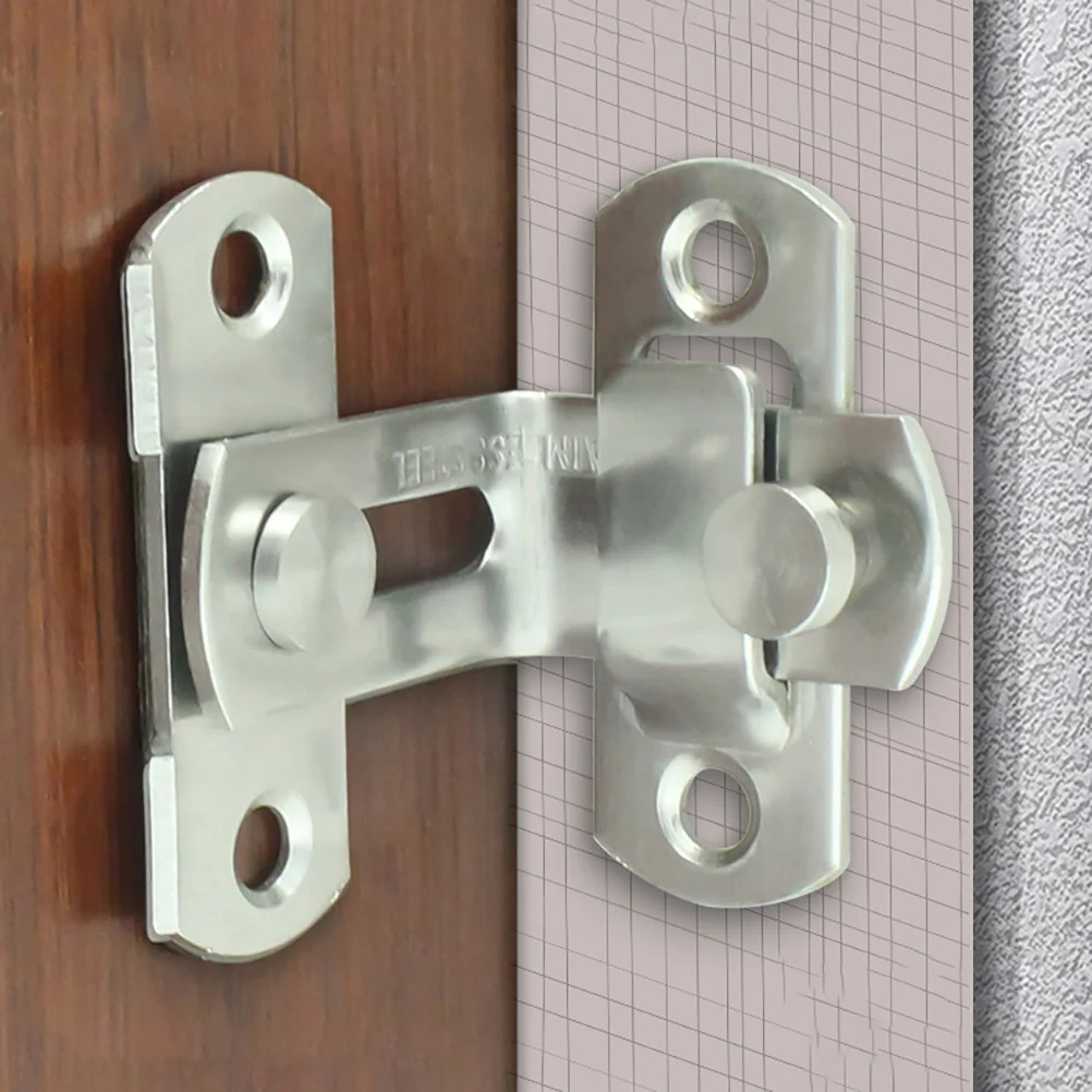 

2pcs Stainless Steel Door Latch Silver Right Angle Buckle Anti-Theft Safety Lock For Bedroom Garage Barn Corrosion Resistant