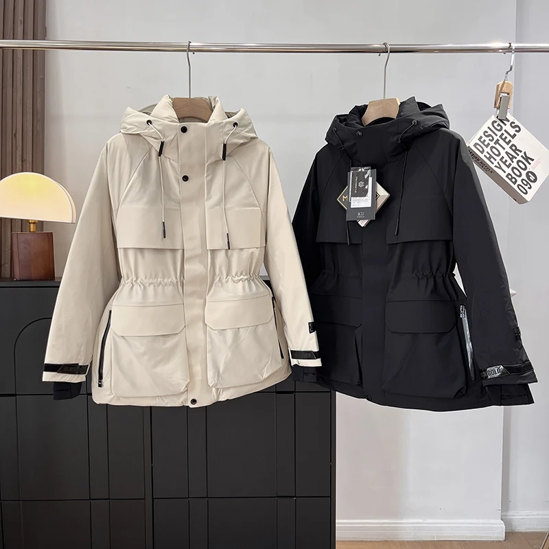 ex مكافحة الرياح مقاوم للماء الأبيض Du أسفل شغل سترة التزلج Jaet تسلق معطف الخصر مقصوص سترة واقية في الهواء الطلق #1