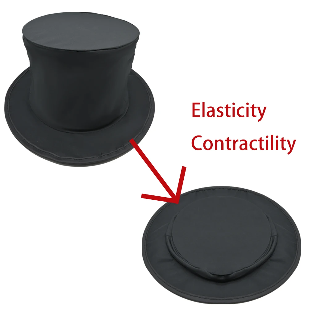 Black Folding Magic Top Hat Magic Tricks Anything Appears from Empty Hat Stage Magic Professional Magic Props for Beginner