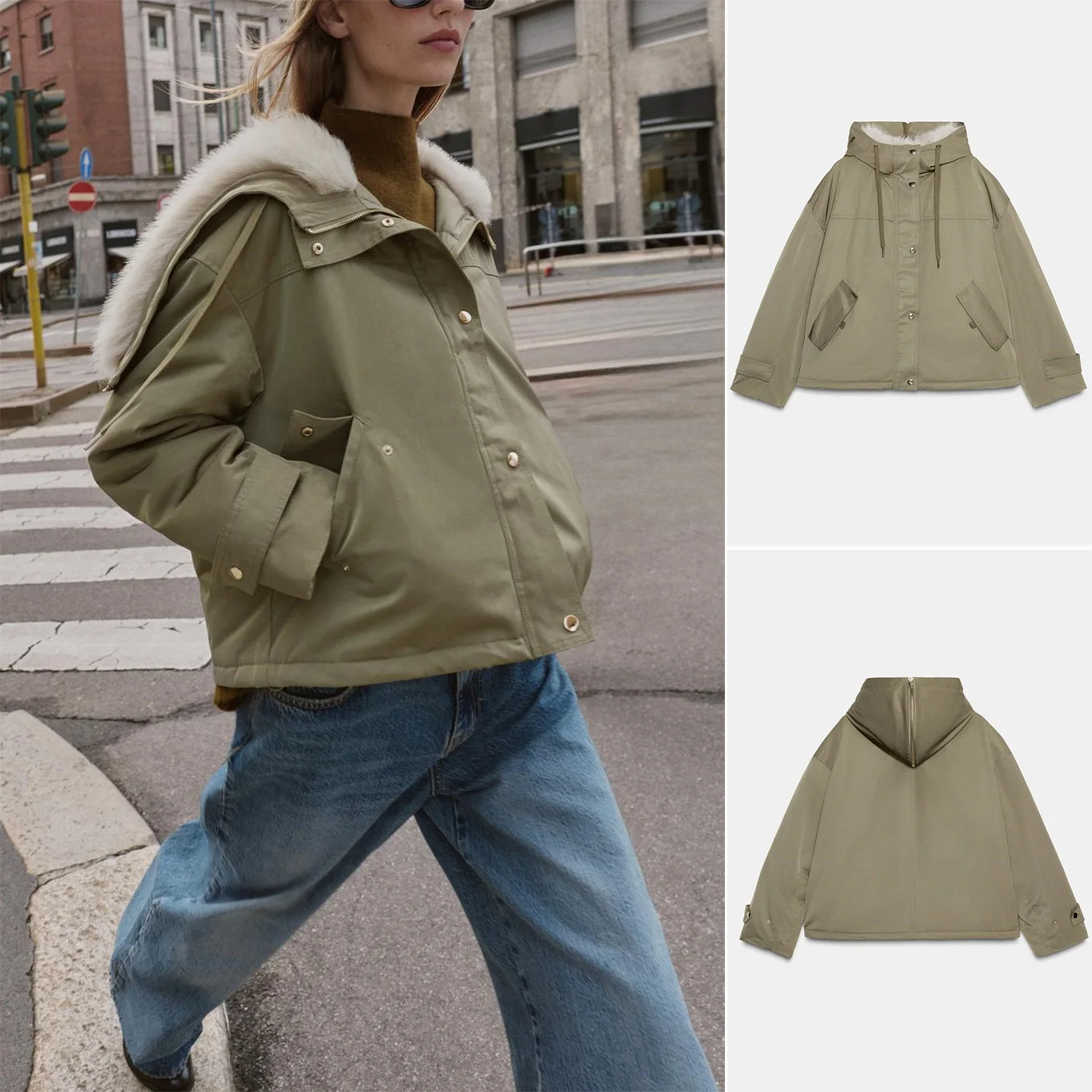 

Новое осеннее поступление, женская дизайнерская парка с капюшоном и эффектом искусственного меха Jaet 8372302, стеганая верхняя одежда, женское пальто