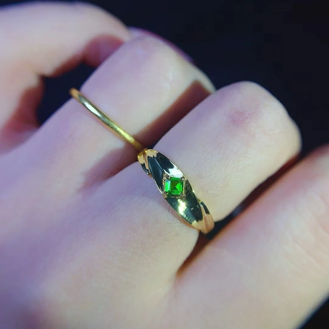 KJJEAXCMY Women's Ring | Natural Diopside with S925 silver , electroplated color retention process, high-clarity support testing