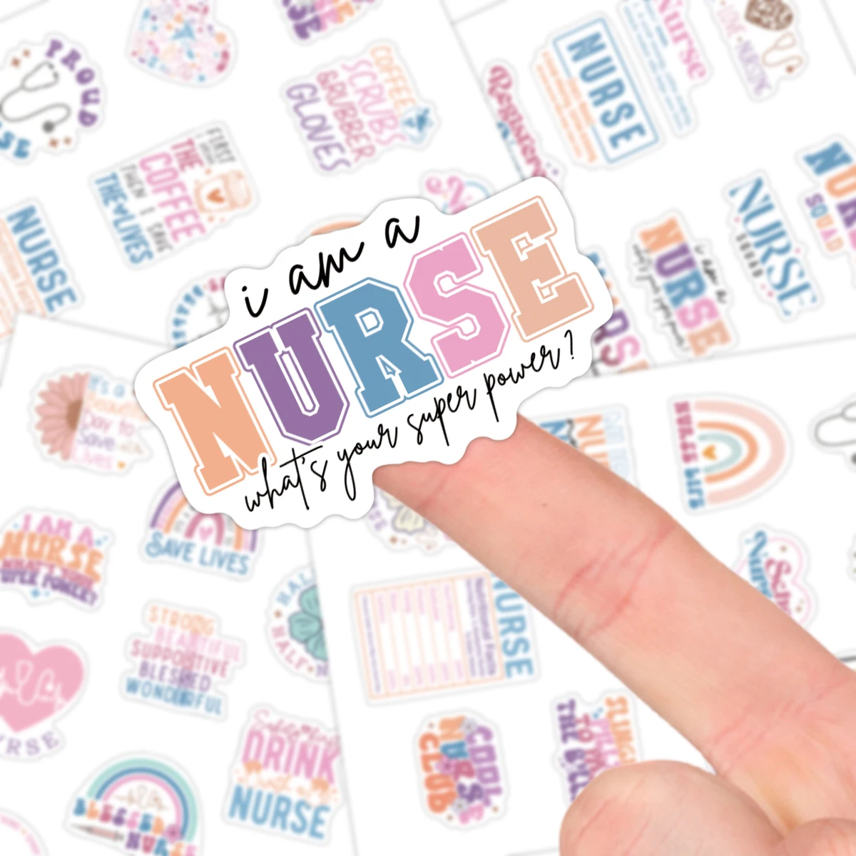 50 Stück/4 Blatt Krankenschwester-Tag-Inspiration, Vinyl-Aufkleber zum Dekorieren von Laptops, Wasserflaschen, Sammelalbum, Geschenke für Krankenschwestern