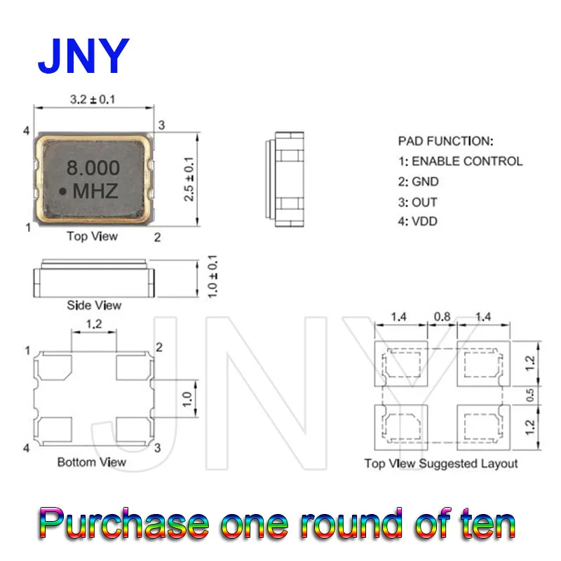 10PCS Hot selling active crystal oscillator 100MHZ SMD3225 high-precision surface mount crystal oscillator 4-pin original