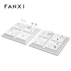 Oirlv Professional Jewelry Display Set Leather Shop Display Prop Necklace Bust Watch Holder Ring Earrings Bangle Decoration Rack