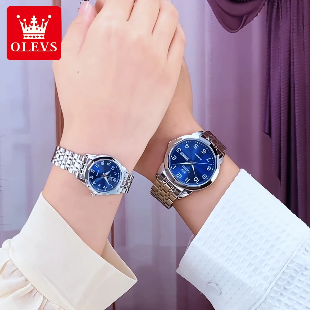 OLEVS ساعات رجالية الاتجاه موضة المعين مرآة الفولاذ المقاوم للصدأ الأصلي كوارتز ساعة اليد للرجل مقاوم للماء تاريخ مضيئة جديد #3