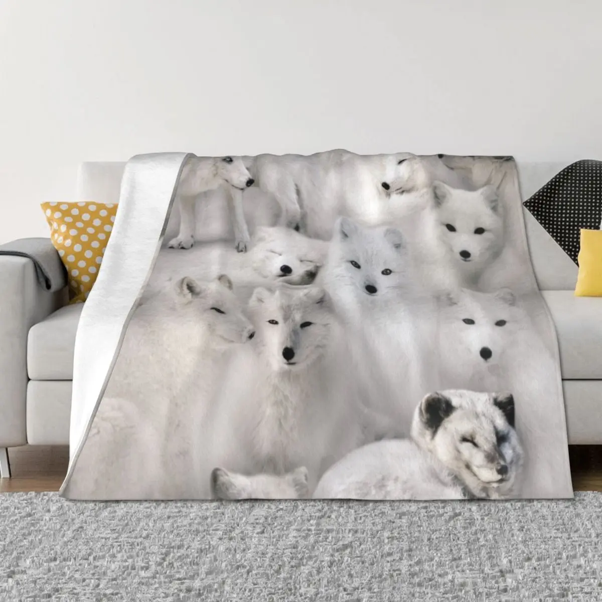 

Arctic Foxes Throw Blanket Sofa Quilt Soft Plush Plaid Heavy Summer Blankets