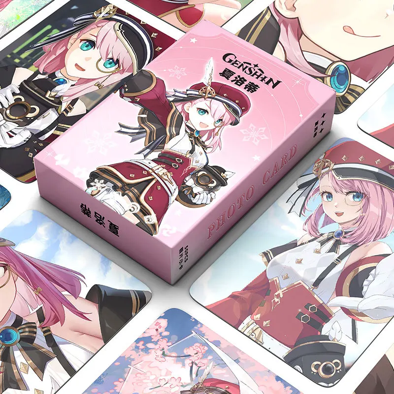 anime genshin impact lomo cards postcards box jogos neuvillette wriothesley fas decoracoes de festa kids toy gift novo 50 pcs 01