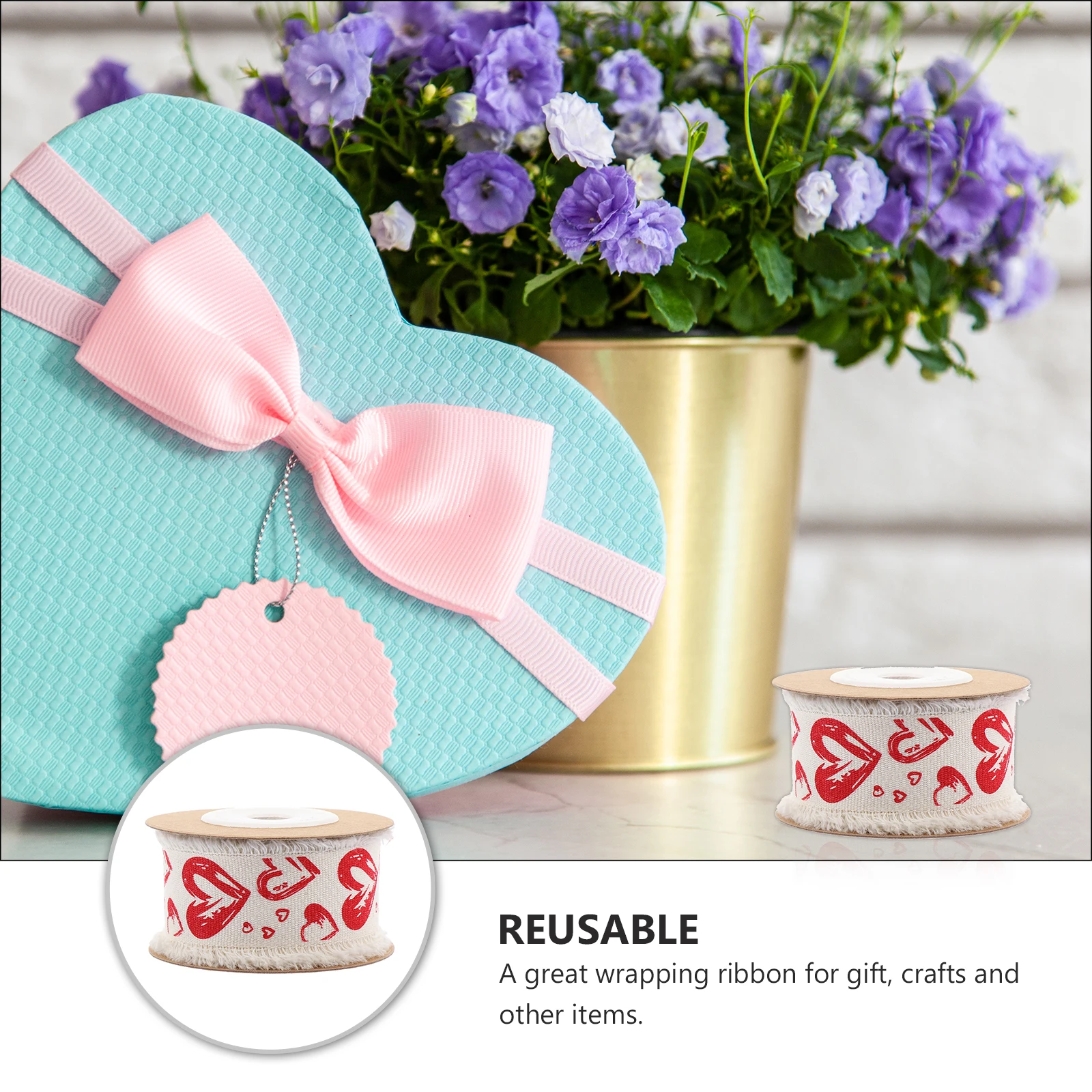 

1 Roll Printed Cotton Gift Ribbon Decorative Wrapping Rope for Holiday Party Wedding Flower Box Packaging Craft Supplies