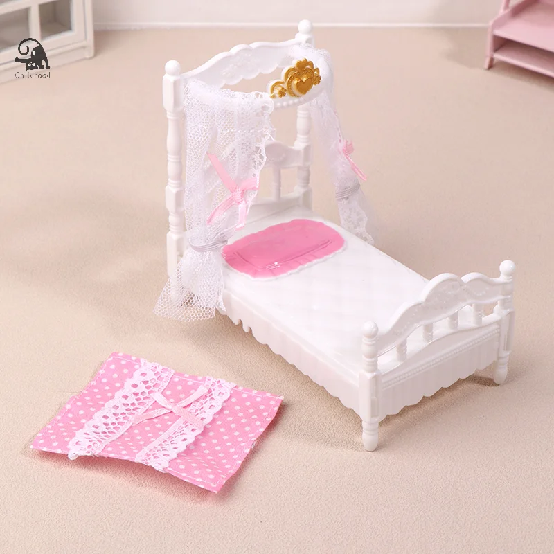 1/12 casa delle bambole principessa letto lenzuolo zanzariera kit casa delle bambole letto camera mobili decorazione accessori casa delle bambole