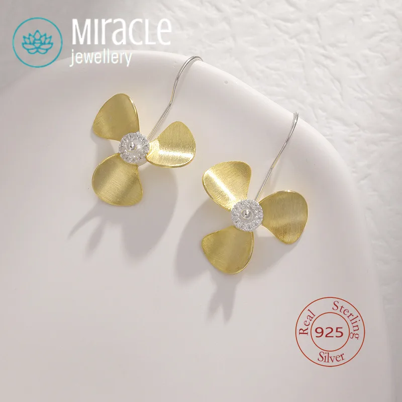 

Miracle стерлингового серебра 925, нишевые милые изысканные забавные ностальгические вращающиеся серьги с электрическим вентилятором