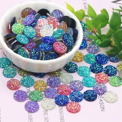 100 pz rotondo multicolore superficie lucida resina strass Flatback Cabochon accessori per l'abbigliamento artigianale fai da te