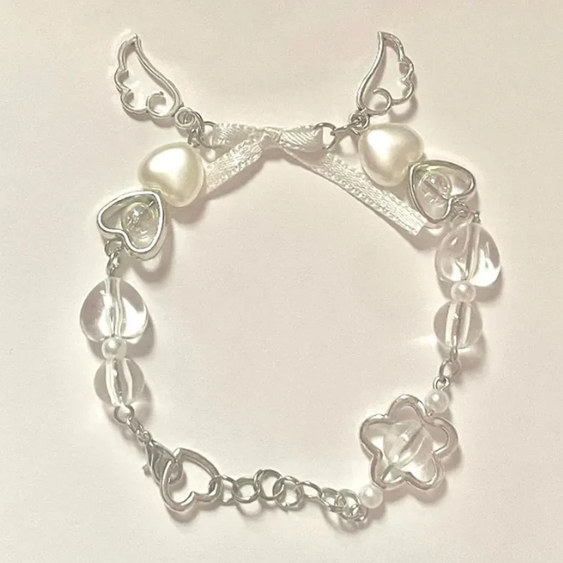 Handmade Bow Bracelet Y2K Coquettish White Fairy Tale Bracelet