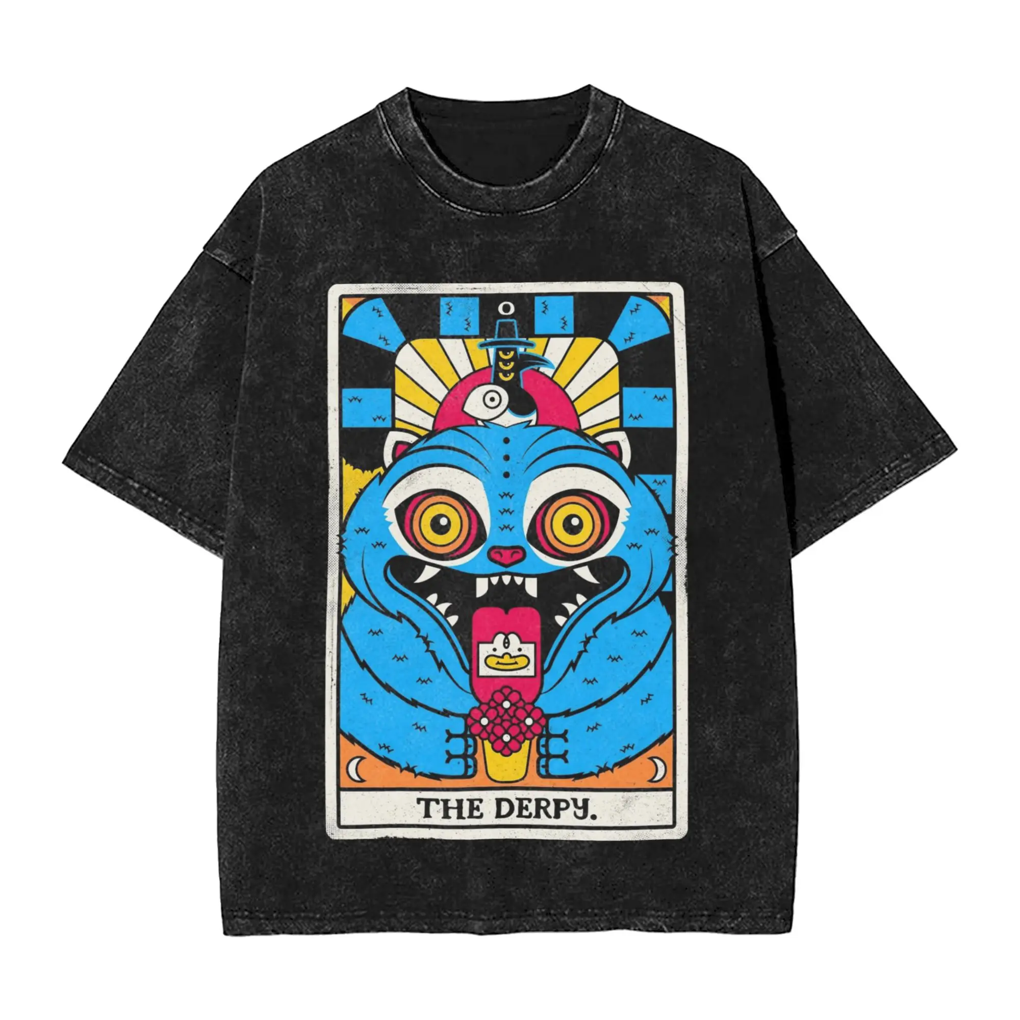 

Забавная футболка Derpy Tiger Tarot Card Kpop Demon Hunters для мужчин, хлопковая футболка с круглым вырезом, футболка с короткими рукавами, графическая одежда