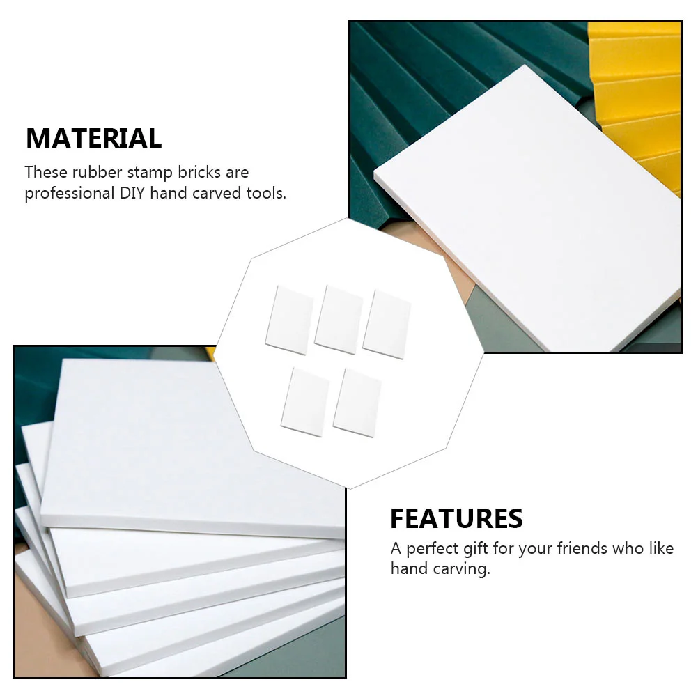 6Pcs Rubber Carving Blocks Durable Tpr Material Moderate Size Hand Carving Rubber Bricks DIY Stamp Craft Accessories