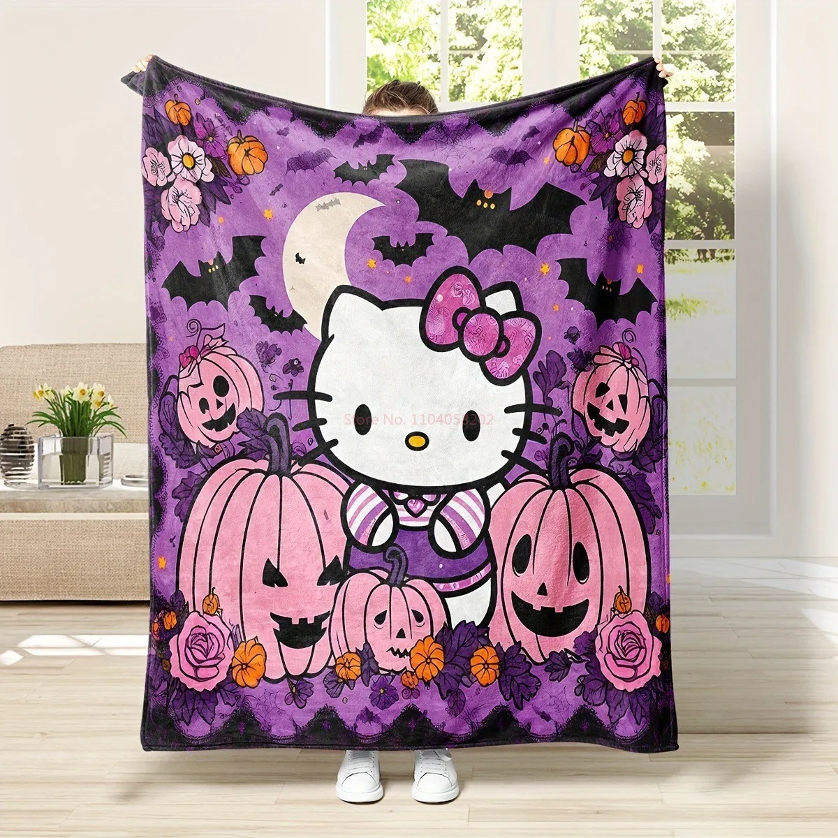 

Фланелевые одеяла на Хэллоуин Sanrio Kuromi Hello Kitty мягкие Дышащие Ультра теплые постельные принадлежности и дорожные одеяла детская игрушка подарок