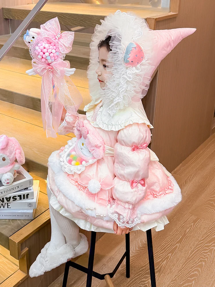 Płaszcz puchowy dla dziewczynek Princ Sle down Jaet, modny płaszcz średniej długości, ciepły, uroczy płaszcz Princ Wind Coat