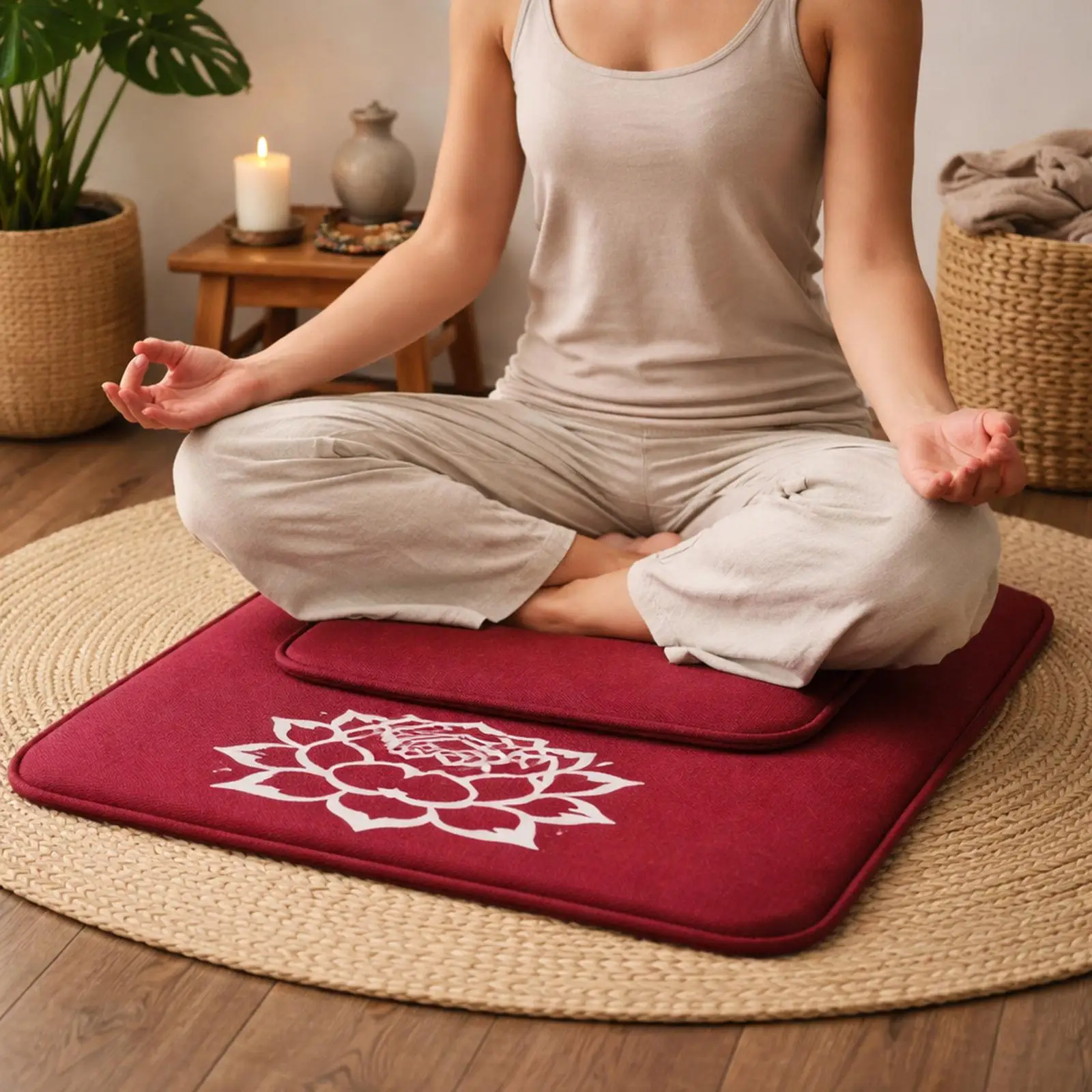 Handmade Floor Seating Cushion Breathable Linen Meditation Pad for Home Yoga and Relaxation Zone
