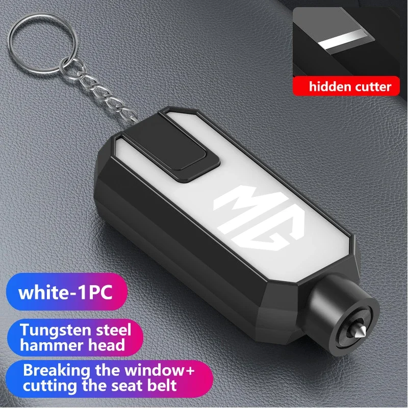 2-in-1 Car Emergency Safety Hammer Keychain Window Breaker Seat Belt Cutter Tool for MG ZS HS GS GT MG3 MG4 EV MG5 MG6 MG7
