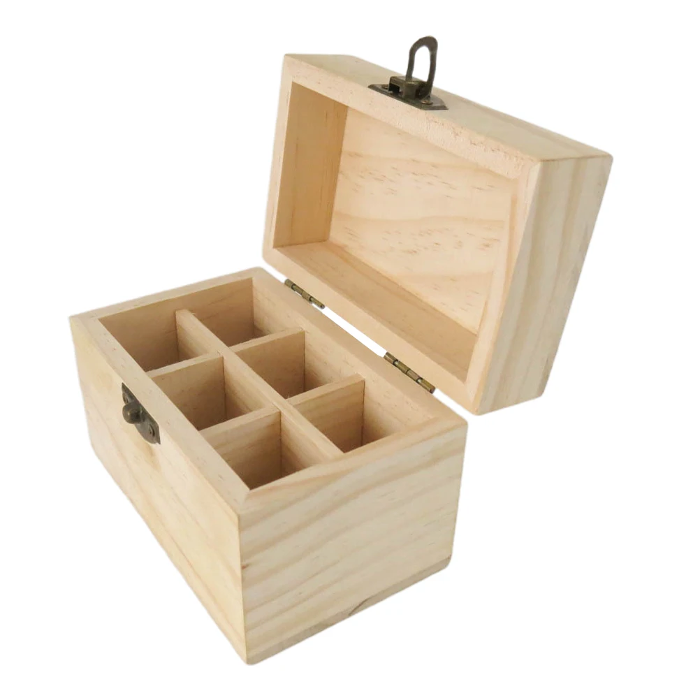 Elegant 6 Grids Essential Oil Organizer Wooden Storage Box for Desk Room Skincare Perfume Bottle Holder Bamboo Rack