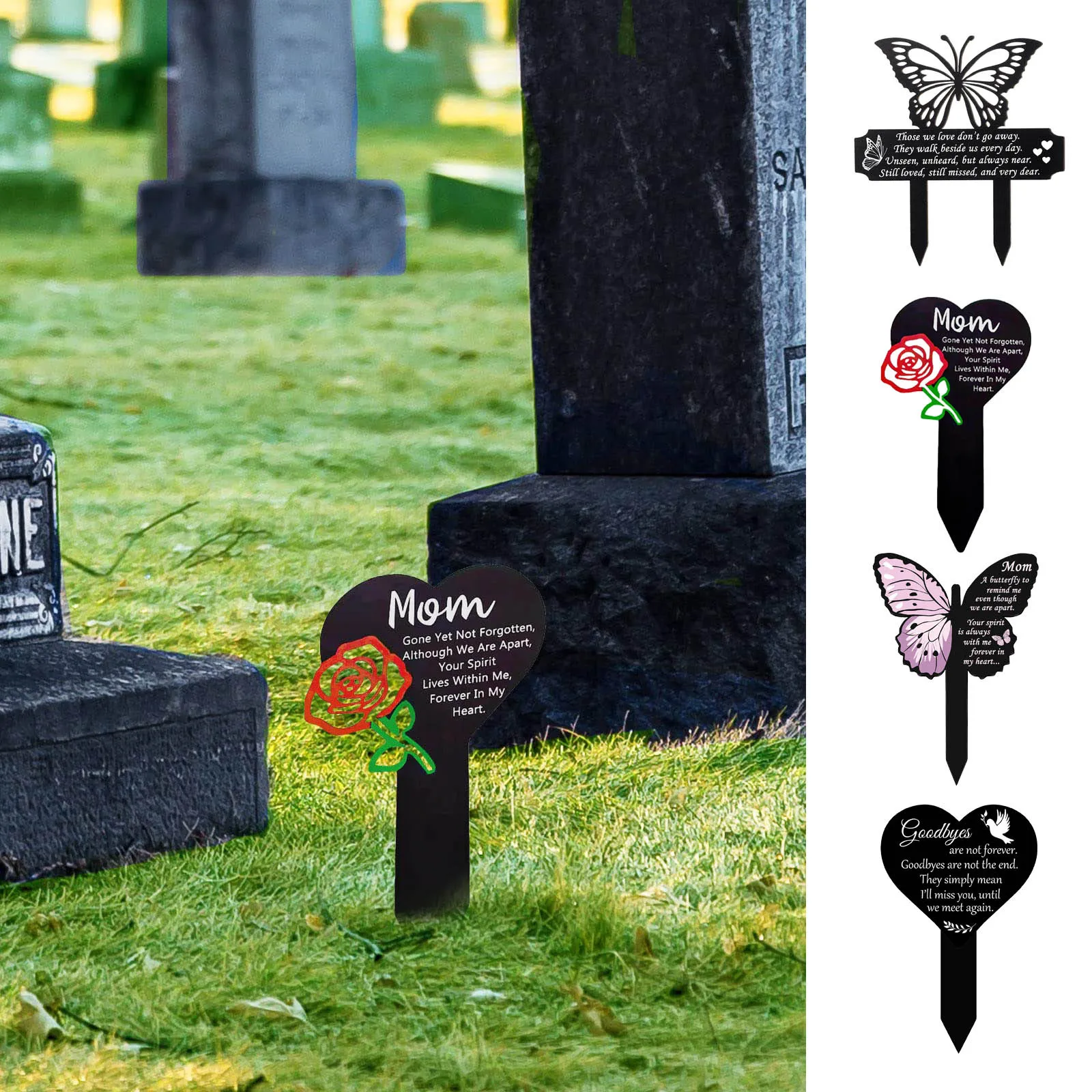 Memorial Acrylic Grave Markers Cemetery Garden Stake Memorial Plaque Garden Grave Decoration For Cemetery Outdoors Yard Garden