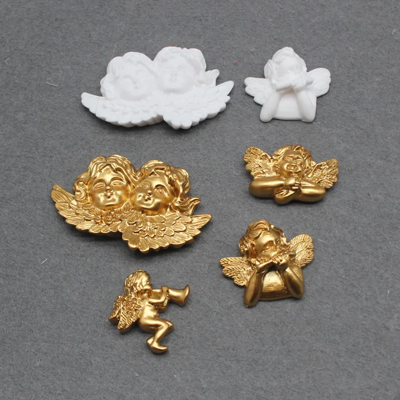 Resin Cupid Angel Charms Cute Baby Face Flatback DIY Baroque Bride Scepter Bouquet Cane Decorative Accessories