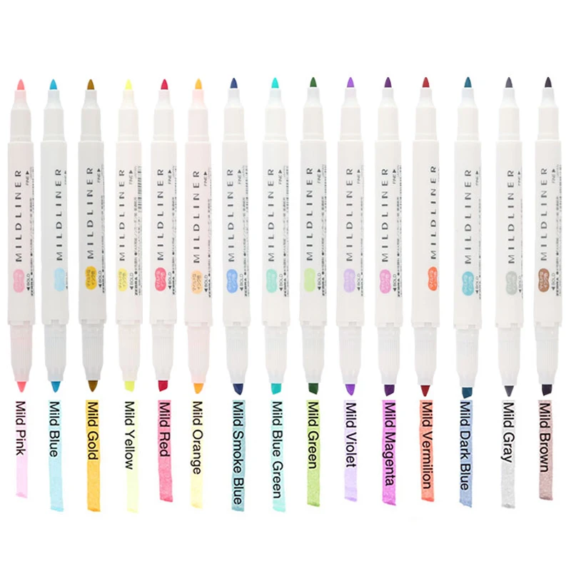 Japan ZEBRA WKT7 New Mildliner Double Tip Highlighter Marker Pen School Office Supply Graffiti Kawaii Stationery 1pcs