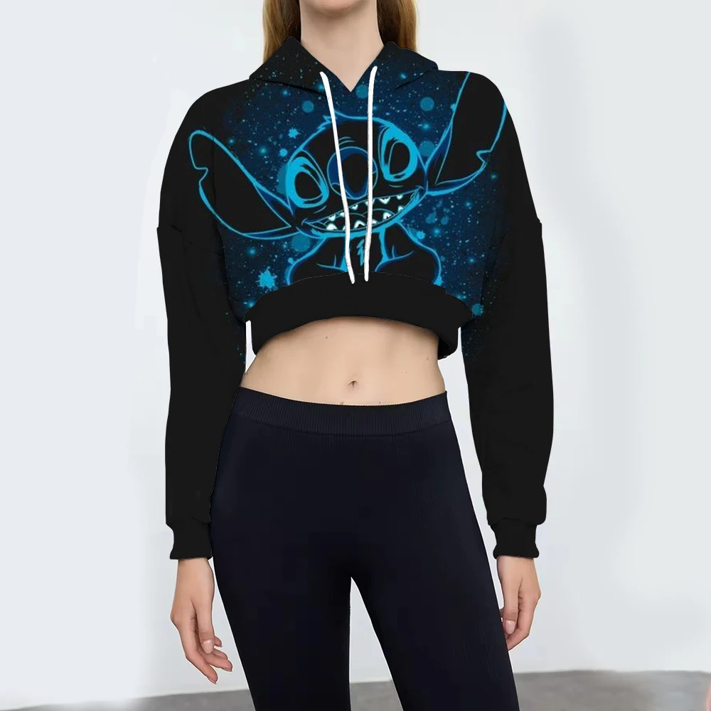 

Stitch Kawaii Cartoon Print Hoodie for Women Soft Casual Loose Sportwear Female Sweatshirt Ladies Croppe Clothes