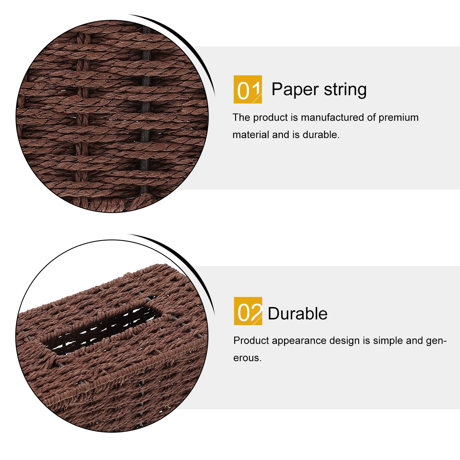 

1Pcs Woven Tissue Box Premium Paper Rope Crafted Decorative Tissue Holder for Living Room Bedroom Kitchen Napkin Storage Case