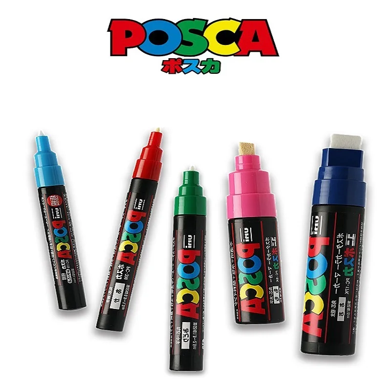 Imagem -02 - Uni Posca Cores Marcadores Acrílicos Caneta Pc5m 1.82.5 mm Circular Bala Ponta Arte Marcadores Pintura para Pintura em Rocha Graffiti Peças