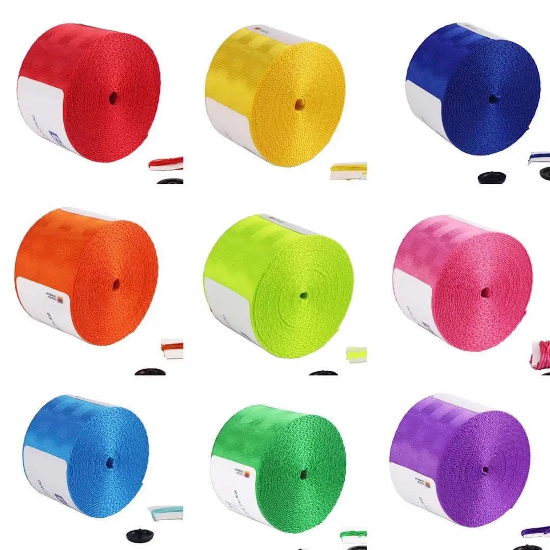 3.6M Colorful safety belt Racing Webbing Backpack Belt Polyester Thickened Fashion Seat Belt for Automobile Refitting