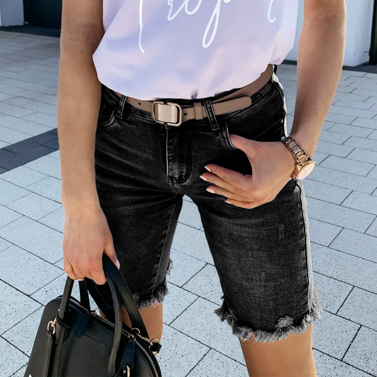 2025 Pantaloncini di jeans strappati moda europea sexy Taglio alto Donna Jeans corti casual Pantaloncini con tasca con cerniera sottile Nuovi hotpants estivi