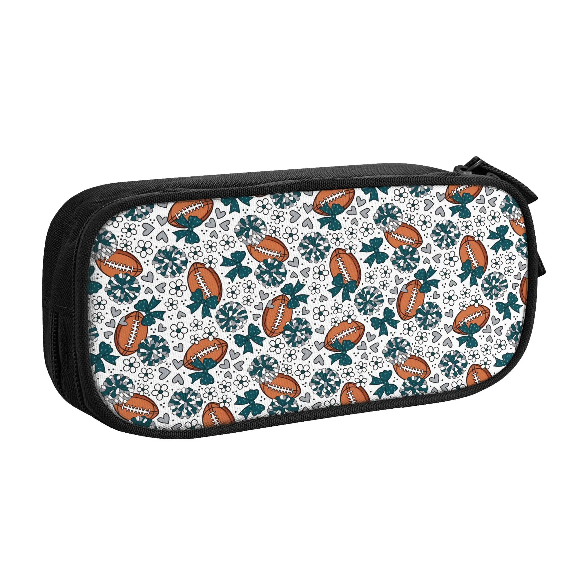 Kawaii Football Rugby Union Cheer Bows Pencil Cases for Girls Boys  Large Capacity Pen Bag Box School Accessories