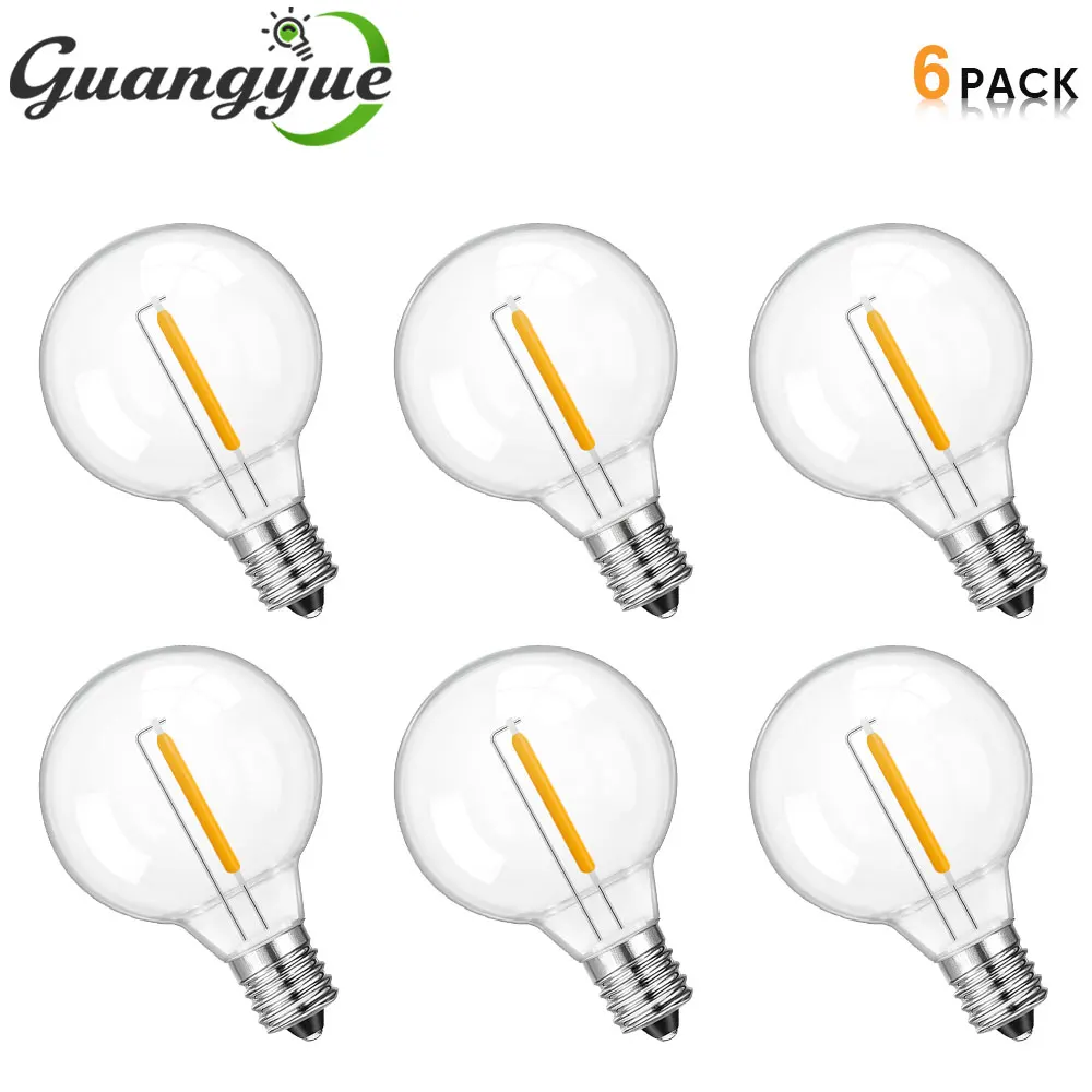 

Shatterproof G40 Globe Bulb E12 220V 110V LED Replacement Light Lamp 2200K 1W Bulbs for Indoor Outdoor String Light Party Patio