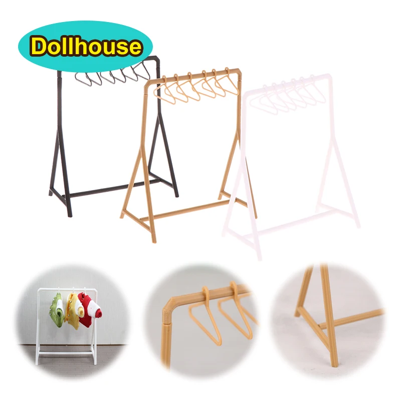 1/12 Puppenhaus Kleiderständer Kleidungsstück Organizer Kleiderbügel Set Puppenhaus Mini Möbel Dekoration Puppenhaus Zubehör