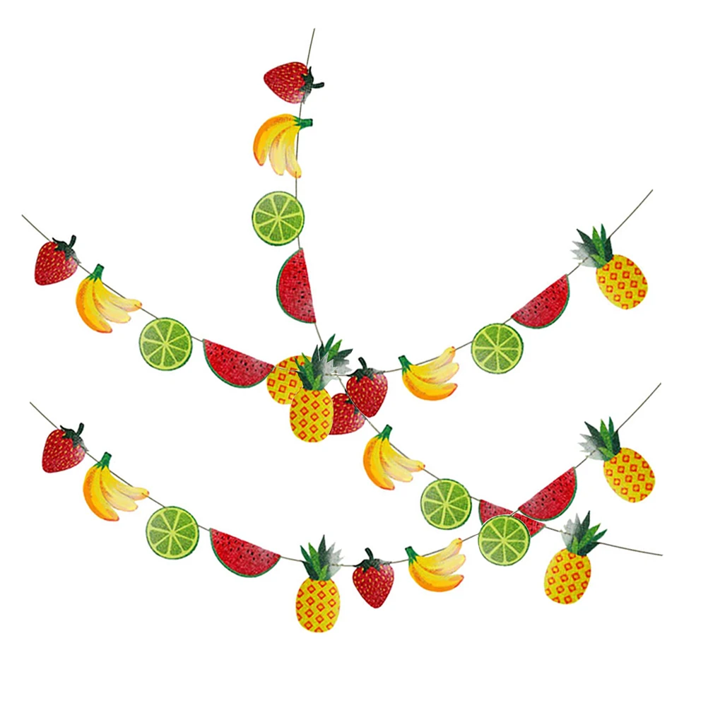 

3Sets Fruit Themed Banner Summer Party Decorations Hawaiian Tropical Theme Bunting Garland Supplies Party Decoration