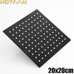 . Black Plated 8 inch 20x20cm Square OverHead Rain Shower Head, Stainless Steel Material, Bathroom Shower Chuveiro