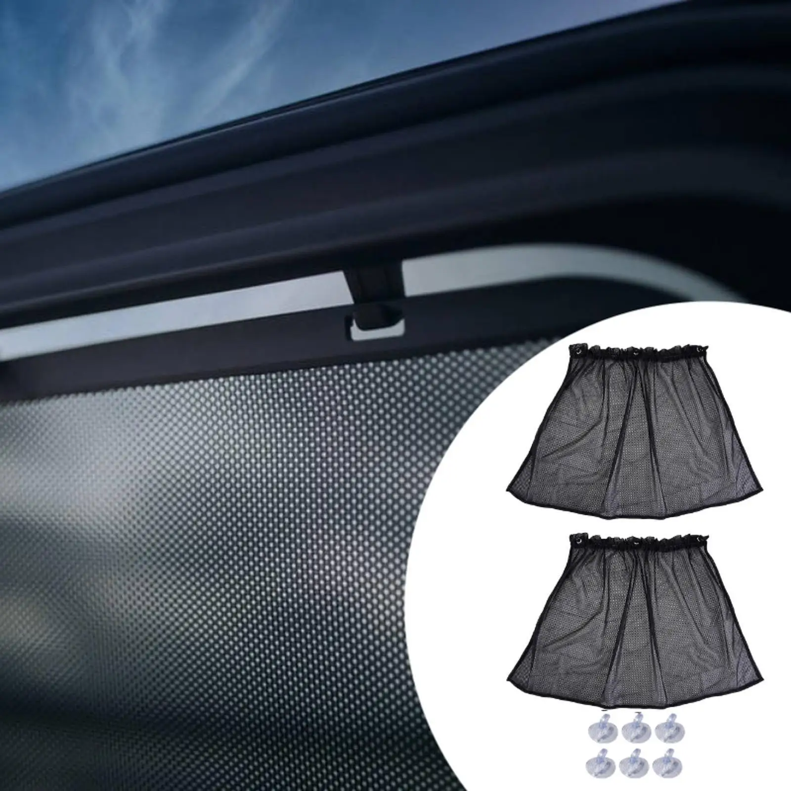 

2Pcs Car Window Shade Sun Protection Camping Suction Cups Nap Side Sunshade