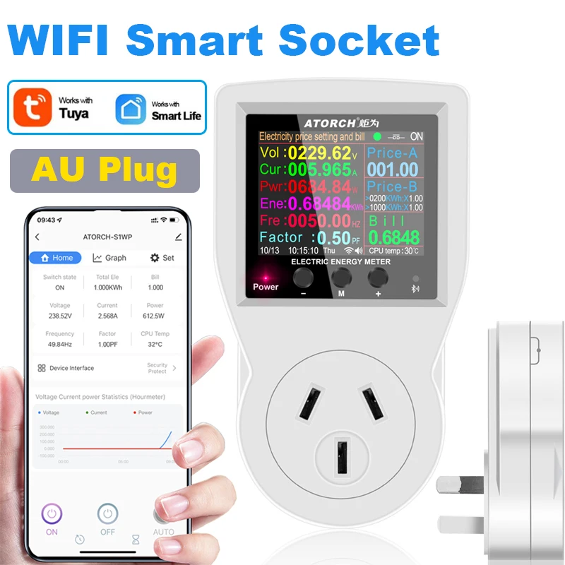 AC 220V Tuya Smart Leben WiFi Buchse Digitale Power Frequenz Energie Meter Elektrische Zeit Controller Amp KWh Fernbedienung Schalter watmeter