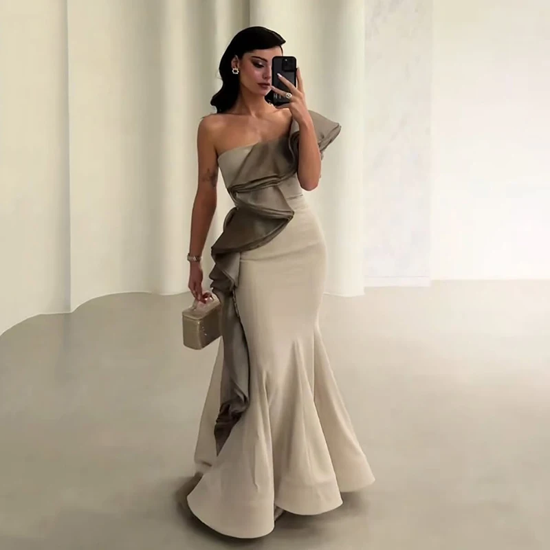 

Thinyfull Formal Mermaid Prom Evening Dresses Saudi Arabia Ruffled Floor Length Party Dress 2026 Cocktail Prom Gowns Customized