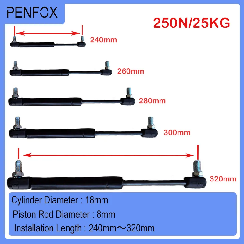 

1 шт. 240 мм-320 мм 250N/25 кг Универсальные Стойки, газовая пружина, амортизатор, гидравлический подъемник, стойка, стойка, RV, кровать, машина для автомобиля