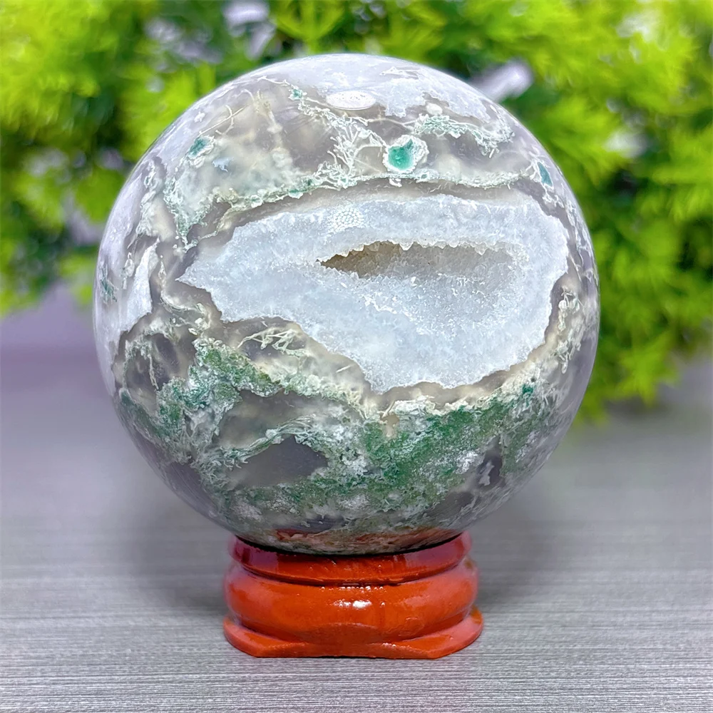 Moss Agate Sphere Natural Geode Natural Crystal Home Decoration Room decor Luck Quartz Stone Garden Healing Energy Love Gifts