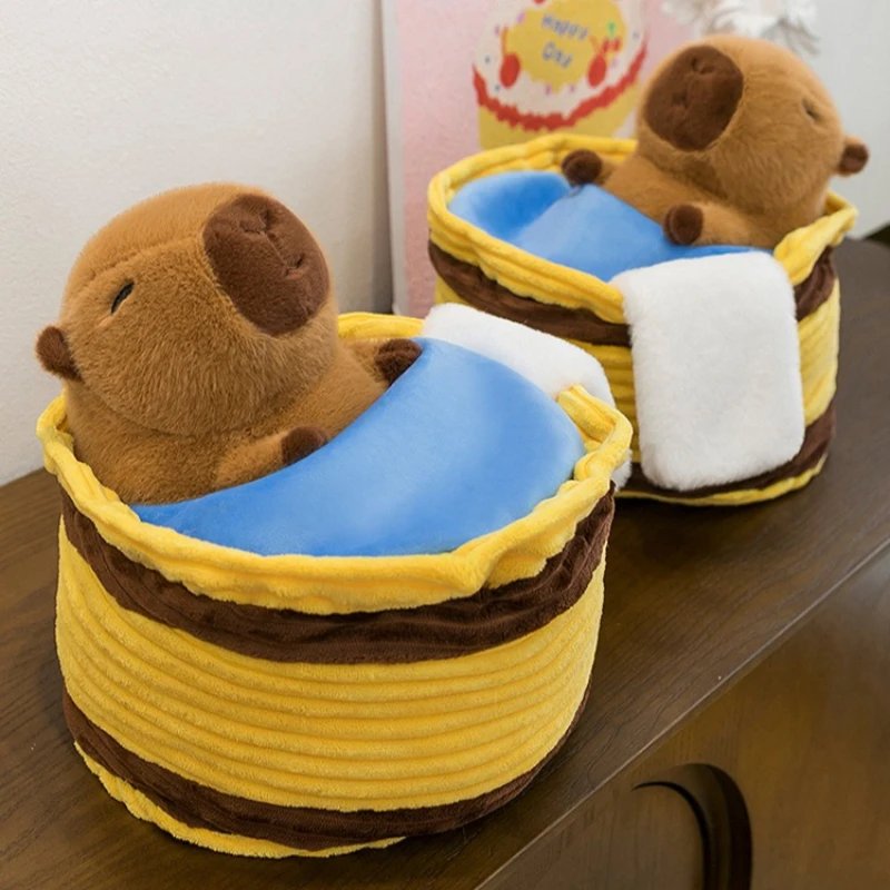 New Bathing Capibara Plush Dolls Cute Capybara Plushie Toy Fun Stuffed Animals Throw Pillow for Children Christmas Kawaii Gifts